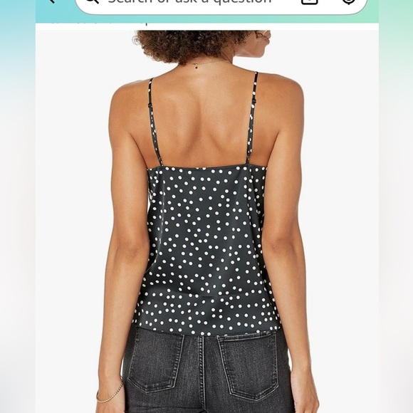 NWT Black Polka Dot Lace Trim Cami Top - Picture 2 of 3